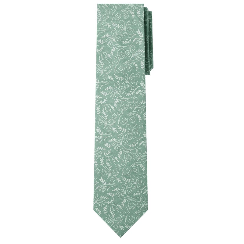 Jacob Alexander Men's Regular Floral Neck Tie - Dusty Sage - Image 1
